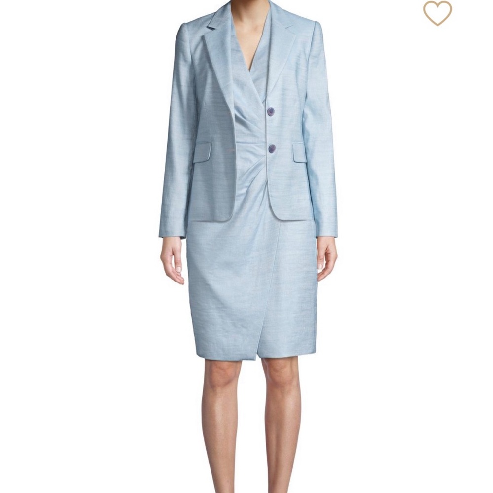 Blue Tailored Blazer and Dress with Notched Lapels